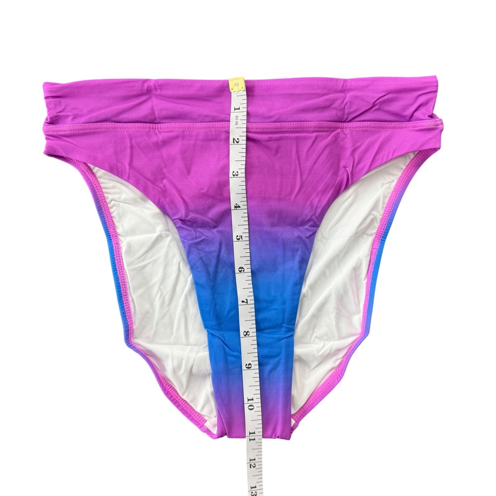 PQ PilyQ Ombre Purple Blue High Waist Bikini Swim Bottoms OMP-252F‎ Small NEW - Picture 6 of 6
